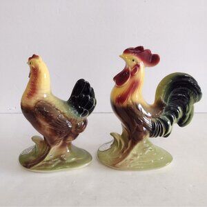 Vintage 1950s Royal Windsor Chickens Rooster & Hen Ceramic Figurines